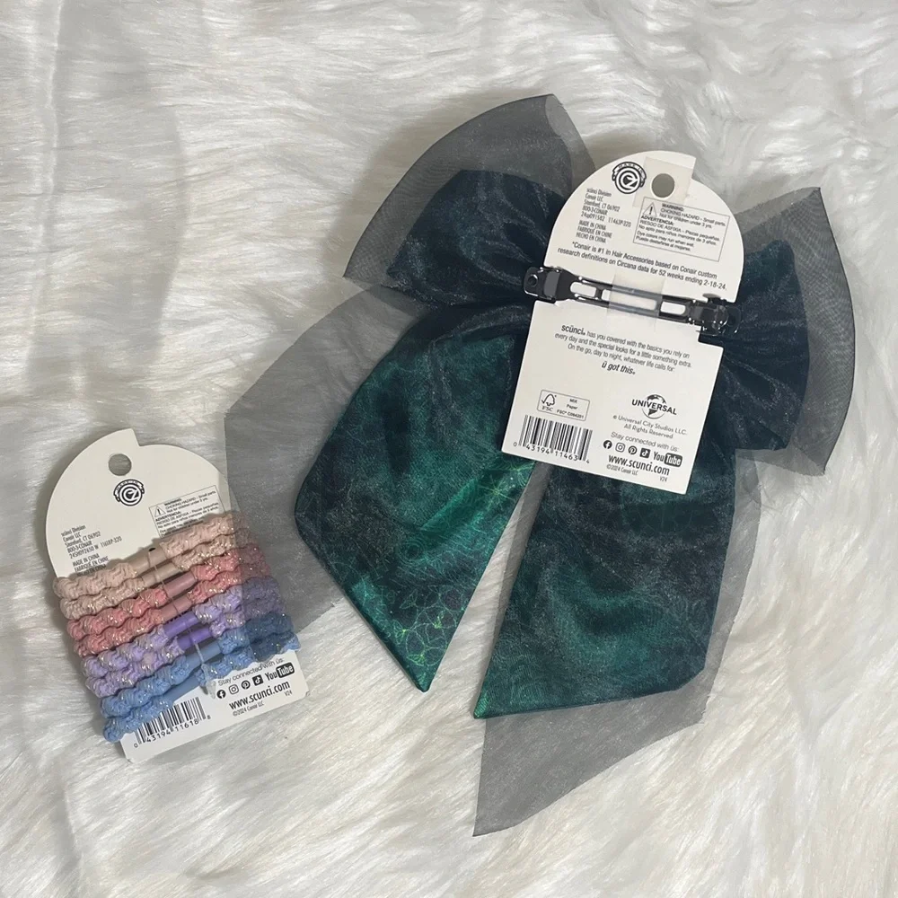 NWT Wicked Scunci Green Hair Bow Hair Ties